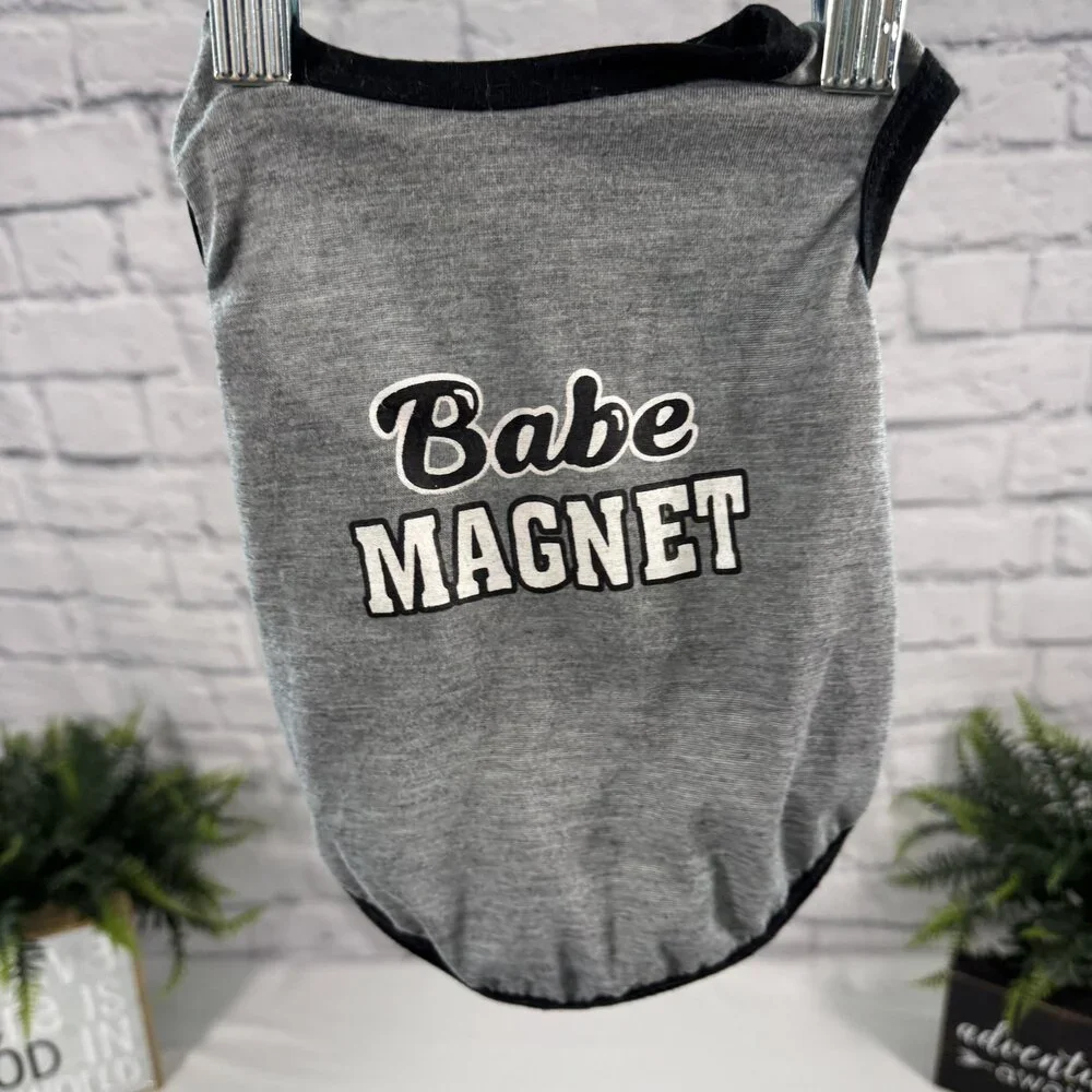 Babe Magnet Grey Dog Tank Top Size S Drooling Dog Funny Pet Shirt Small Breed